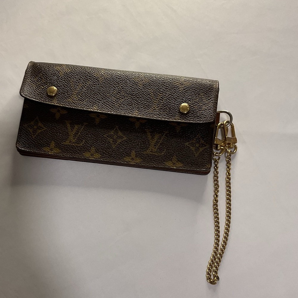 Louis Vuitton Monogram Wallet with Gold Chain
